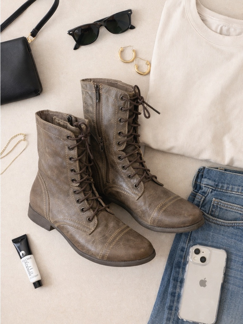 Steve Madden Trooper Leather Combat Boots Brown Lace Up Size 7